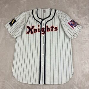 Ebbets Field Flannels Baseball Jersey Knights Men Large Pinstripe Wool Blend USA